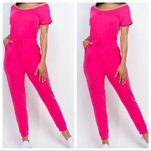 Fabulous on/off the shoulder drawstring jumpsuit